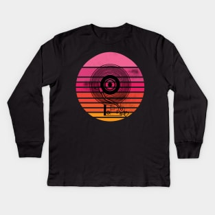 Vintage Sunset Vinyl Record Turntable Kids Long Sleeve T-Shirt